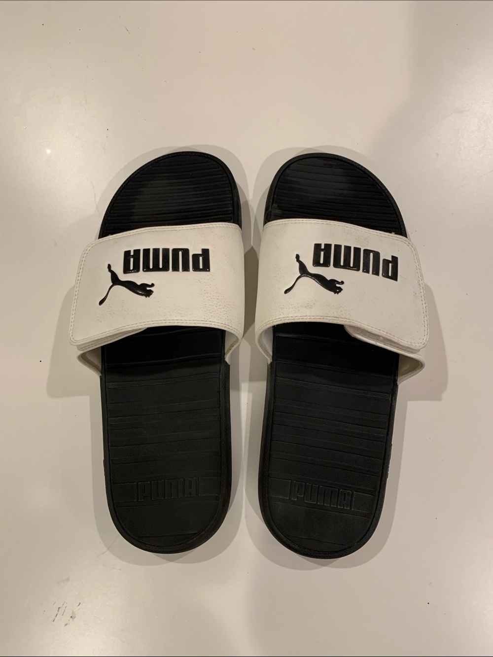 Puma Black and White Adjustable Slip-On Slides